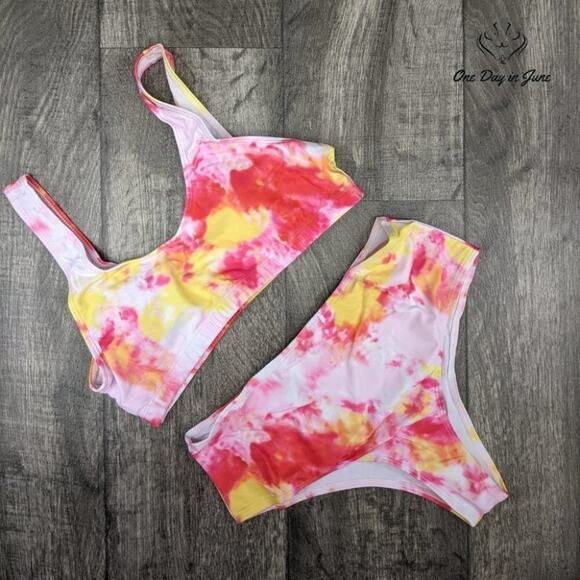 Adisputent High Waist Tie Dye Bikini Swimsuit Size L - Picture 3 of 4